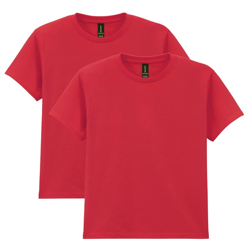 Gildan Youth Heavy Cotton T-Shirt, Style G5000B, 2-Pack, Red, X-Large - Image 1